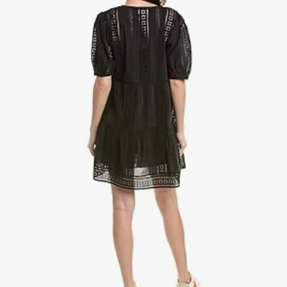 Velvet Boho Black V-Neck Eyelet Dress by Velvet - Picture 2 of 10